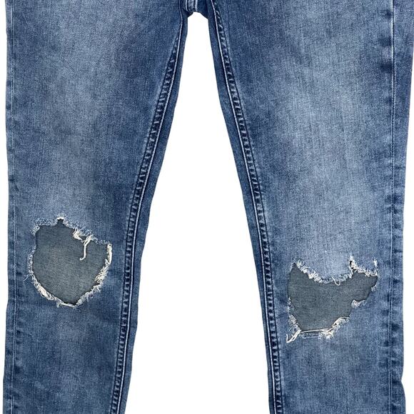 FP Free People Distressed High-Rise Skinny Jeans | Medium Wash | Size 28S Short - Picture 3 of 6